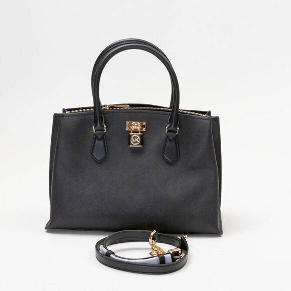 MICHAEL Michael Kors Ruby Medium Leather Satchel Bag Black 220081 - Picture 1 of 3